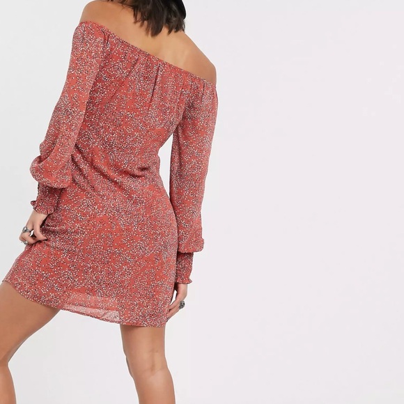 Only Polka Dot Long Sleeve Mini Dress (NEW) - Red - Picture 2 of 10